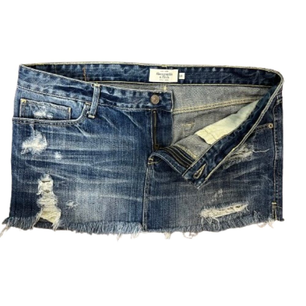 Abercrombie & Fitch Distressed Denim Mini Skirt – Size 10 - Picture 5 of 7